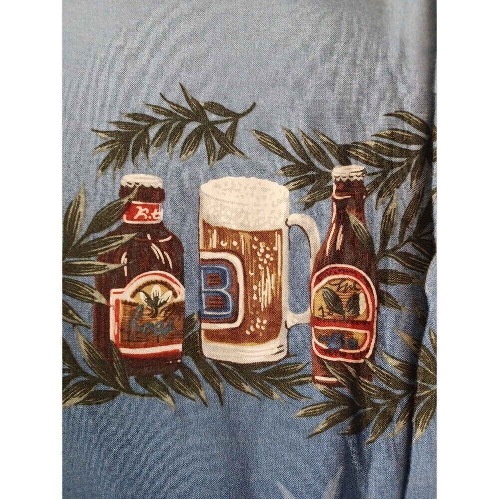 Pierre Cardin Hawaiian buttonup shirt mens 3XL beer mugs bottles vacation party